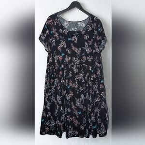 Torrid Black Floral Fit and Flare Dress Size 3